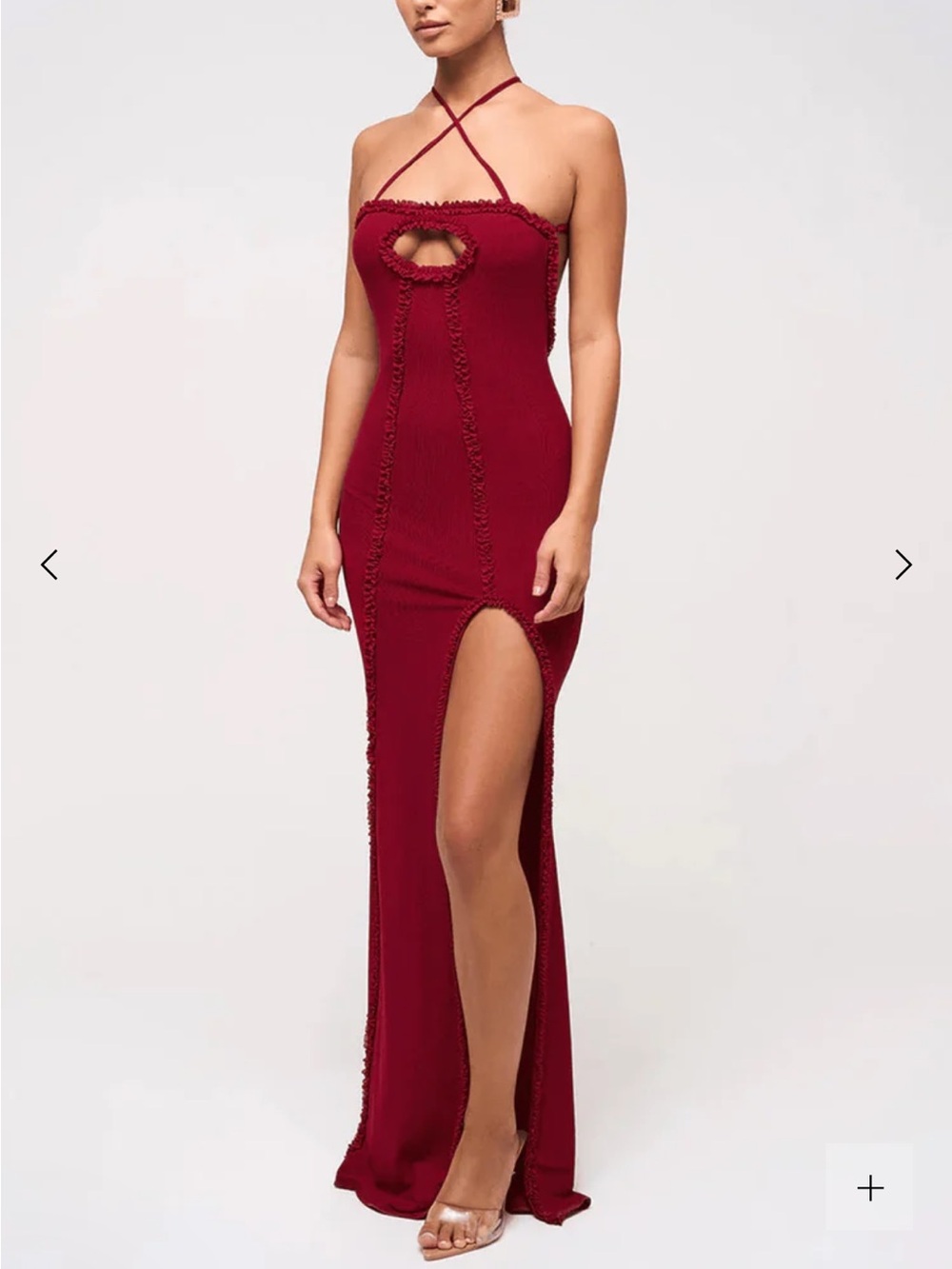 Murci Red Strappy Maxi Dress with Front Slit - Picture 7 of 8